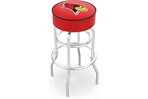 HBS L7C1-4" Brigham Young Cushion Seat with Double-Ring Chrome Base Swivel Bar Stool by The Holland Bar Stool Company