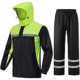 ProHydra Mens Rain Suits with Air Vents Reflective Waterproof Rain Gear Breathable Jacket Pants for Work Golf Fishing Hiking