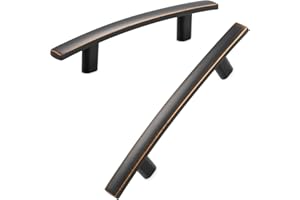 KOOFIZO Solid Curved Bar Cabinet Pull – Oil Rubbed Bronze Furniture Arch Handle, 3 Inch/76mm Screw Hole Center, 10-Pack for Kitchen Cupboard Door, Bedroom Dresser Drawer, Bathroom Wardrobe Hardware
