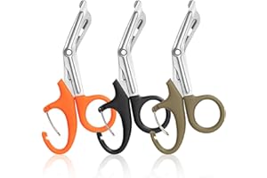 GRICARE 3-Pack Trauma Shears Medical Scissors with Carabiner, Nursing Bandage Scissors Stainless Steel Blades Premium Titanium-Coated Surgical Scissors for Nurses, Doctors, Nursing Students 7.5"
