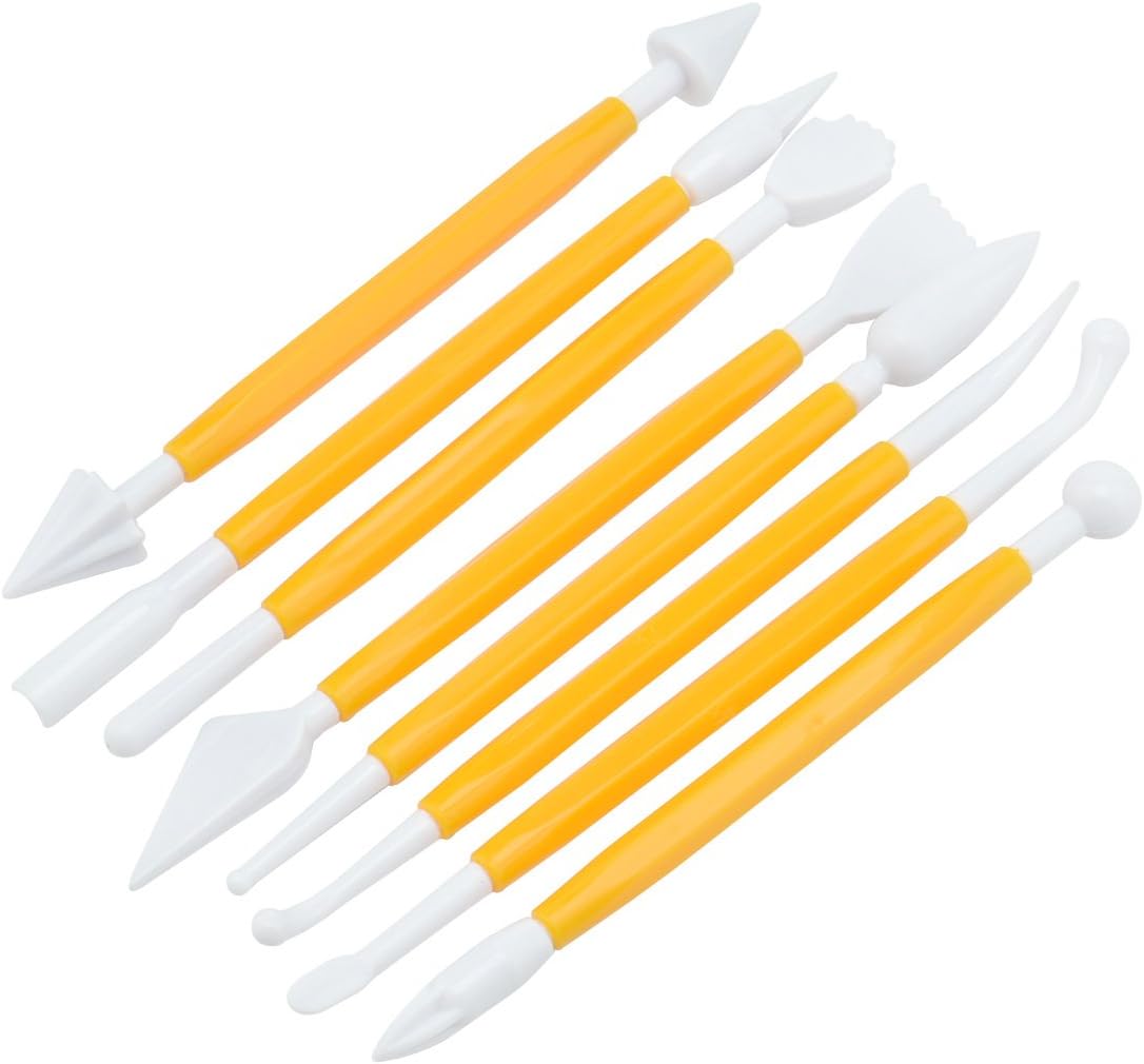 Cozyswan Cake Decration Tool Set Fondant Cake Cutter Sugarcraft Icing Decorating Flower Modelling Tools, White&yellow, 11pcs - Image 3