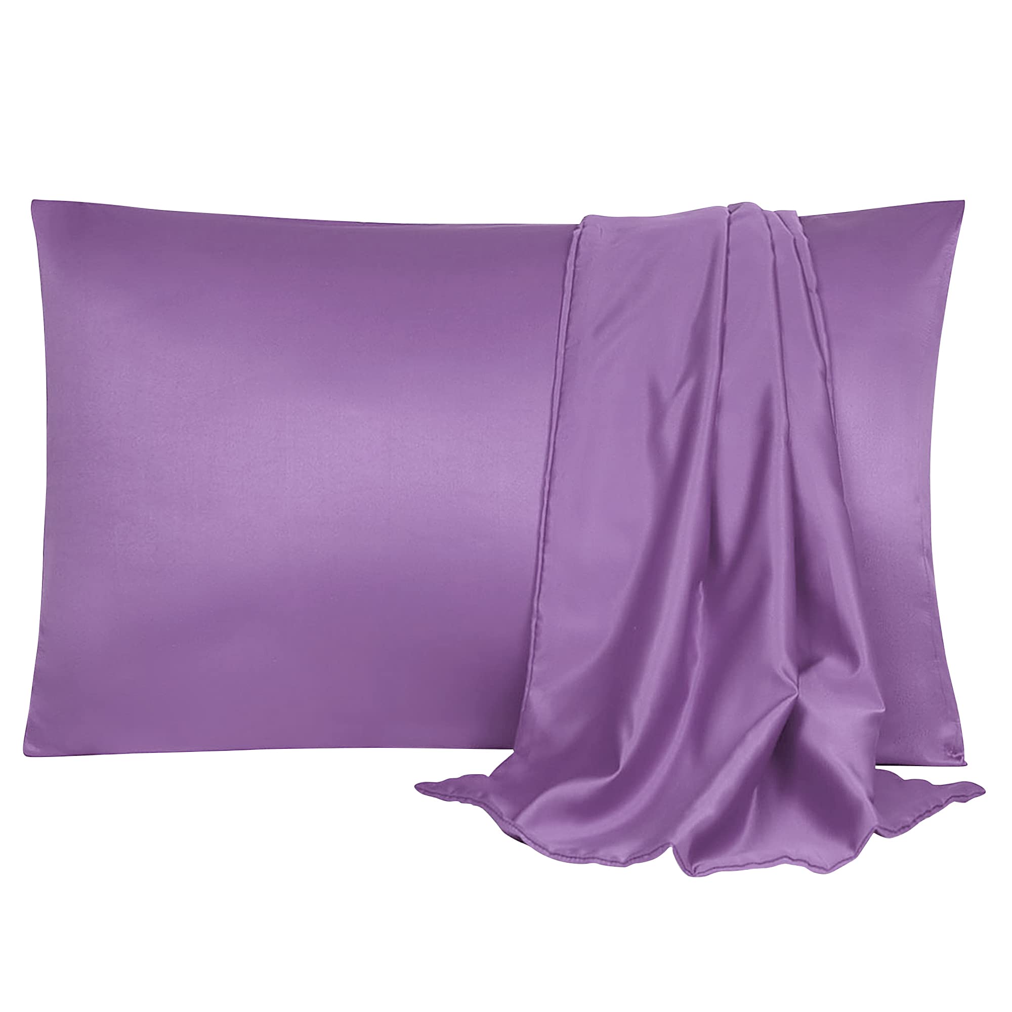 sourcing map Pillowcase Set Silk Satin Pillow Cases for Hair and Skin, Pillow Cases 2 pack with Envelope Closure Purple 35 x 50cm