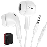 3.5mm Headphones Wired Earbuds Noise Cancelling Headset with Microphone HiFi Stereo Clear Earphones for School Students for Chromebook for Samsung A42 A32 A15 A14 A12 S10e A03s White
