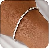 TDBSOQI 14K Gold Plated Cubic Zirconia Classic Tennis Bracelets for Women Dainty Round Oval Baguette Tennis Bracelet for Wedding Bridal Prom Jewelry Gift Size 6.5"+1"