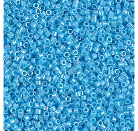 Amazon Com Miyuki Delica 11 0 Cylinder Seed Beads Op Turquoise Blue Ab Db0164 5 Grams Arts Crafts Sewing
