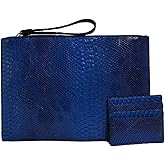 NIGEDU Women Clutches Fashion Snakeskin PU Leather Party Envelope Purse Bag with Hand Strap