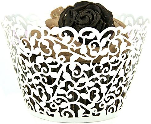 Pack of 120ps white color Little Vine Lace Laser Cut Cupcake Wrapper Liner Baking Cup Wedding Birthday Tea Party Home Decoration Tools