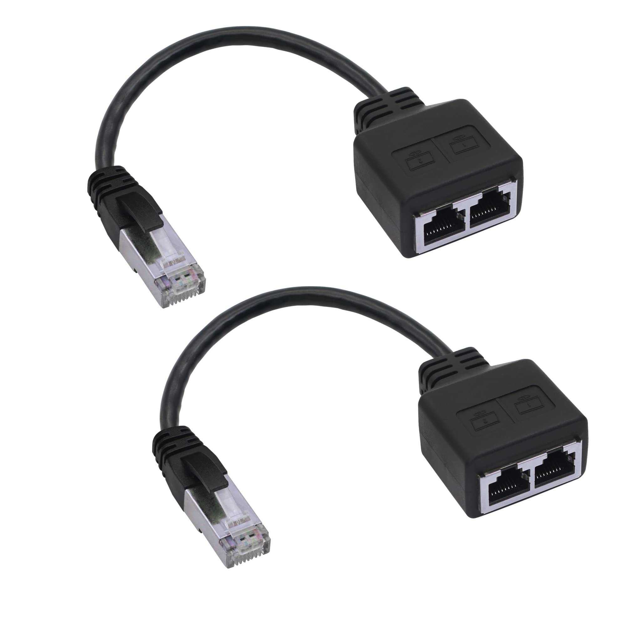 GINTOOYUN 2PCS RJ45 Adapter Cable RJ45 Male to Female Double Adapter(8.77 Inch) for Notebook Computers,Desktop Computers,Routers,etc.(Only for Switching Networks,Not for Separating Networks)