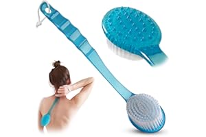 KT DEALS Bath Body Brush Long Handle Back Shower Brush Exfoliating Back, Body, and Feet Scrubber Soft Nylon Bristles (Blue)