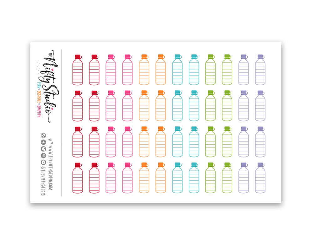 Water Bottle Stickers Hydrate, Water Tracking Planner