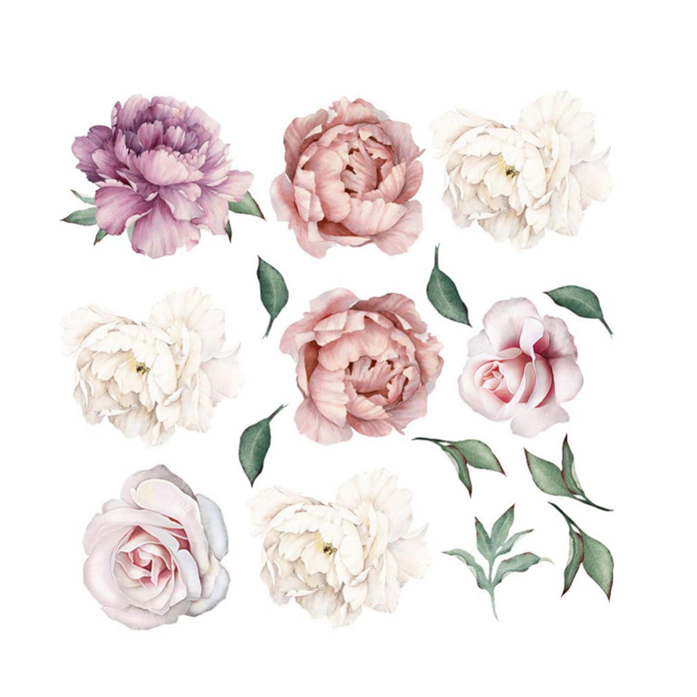 Garneck Flowering Peony Personality Combination Decoration Creative Peony Series Wall Sticker.