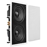 OSD Audio Dual 8" in Wall Subwoofer 350W Reinforced Back Bridge, Easy Install, Paintable Grill, IWS88