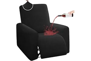 ROFASVCO Waterproof Recliner Chair Cover Stretch Extra Large Recliner Covers That Stay in Place Jacquard Reclining Slipcover Furniture Protector with Non-slip Buckles (Oversized 1 Seat, Black)