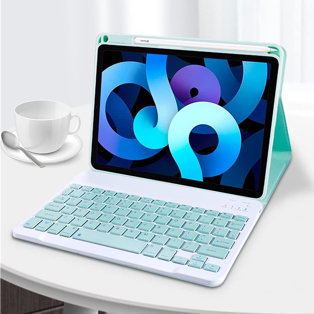 Keyboard Case for iPad Mini A17 Pro/iPad Mini 6th Generation Magnetic Detachable Candy Color Bluetooth Keyboard Cover with Pencil Charging Holder (Mint Green)