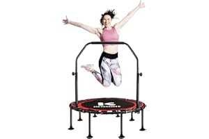 K KENSONE 40/48" Foldable Rebounder Trampoline for Adults with Bungee, 450/550 LBS Quiet Indoor Mini Trampoline for Adults Fitness, Gym Workout, Home Exercise