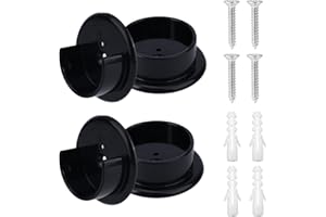 2pcs Closet Rod Holders, Black Closet Pole Sockets Wardrobe Tube Bar Support Brackets End Cap with Screws for Home Bathroom C
