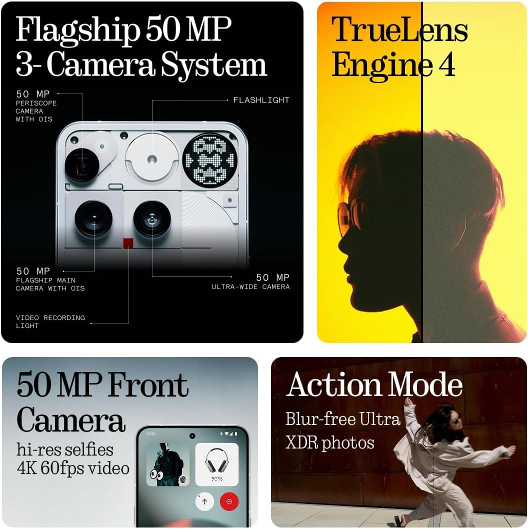 Nothing Phone (3) – Handy mit 50 MP Triple-Kamera, 24h Silizium-Kohlenstoff Akku, 6,67" 120Hz AMOLED Display, Glyph Matrix,16GB + 512GB – Schwarz 2