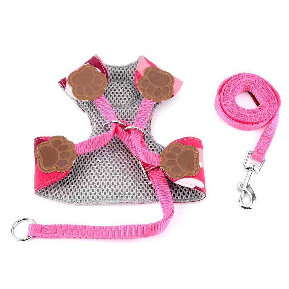 SELMAI Camo Dog Harness Mesh Padded Vest Harness Leash Set Adjustable