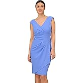 Adrianna Papell Womens Crepe Draped Overlay Dress