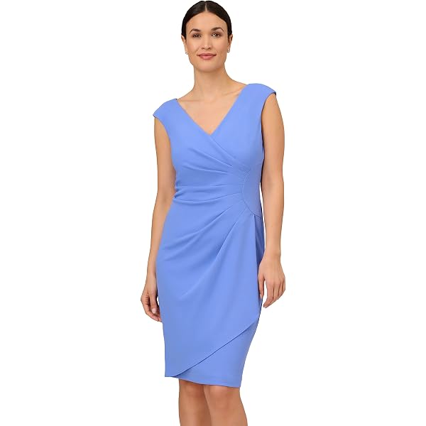 knee length dresses for ladies Black Three Quarter Sleeve Crepe Midi Dress With Rolled Neck