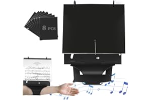WINDIHOUES Flute Lyre, Flip Folder Marching Band, Clarinet Lyre with Adjustable Strap, Includes 8 Pcs Double-Sided Flip Folio Pages for Flute, Piccolo, Trumpet, Oboe and Brass Instruments