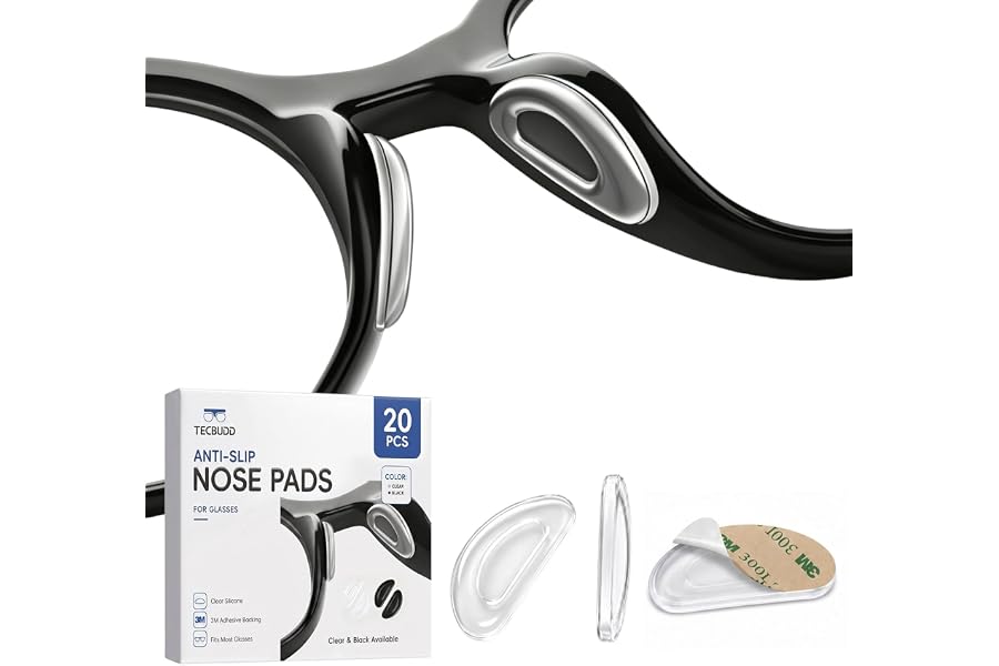 Nose Pads for Glasses, 10 Pairs Silicone Anti Slip Eyeglass Pads | Recessed Comfort Design | 3M Adhesive Lasts 3X Longer | 1mm Premium Silicone | Anti Slip Accessories for Plastic Frames
