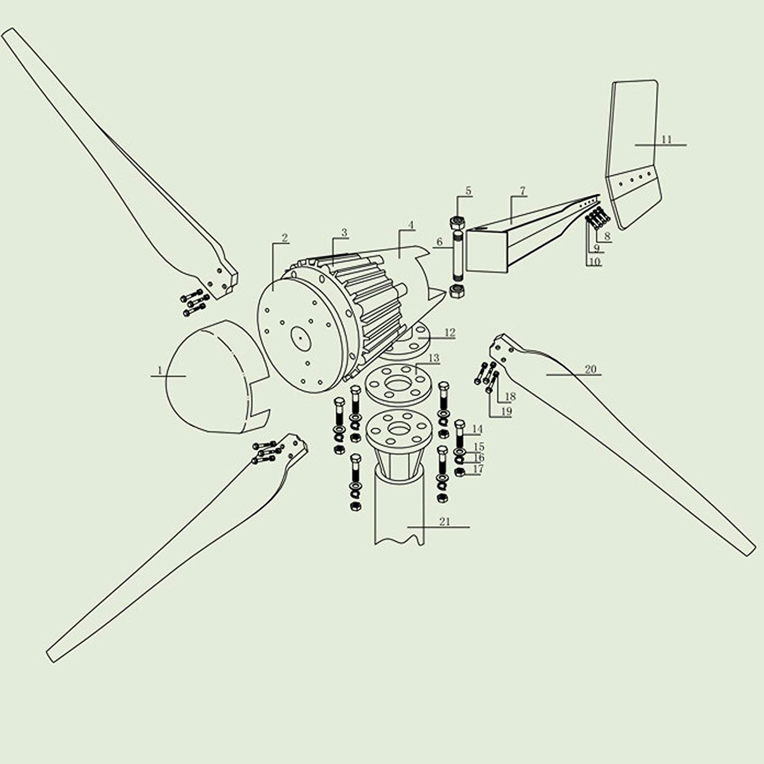 Happybuy Wind Turbine 1500W DC 48V Wind Turbine Generator Kit MPPT