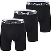 JINSHI Men's Underwear Boxer Briefs Long Leg Underpants 3Pack Soft Comfy