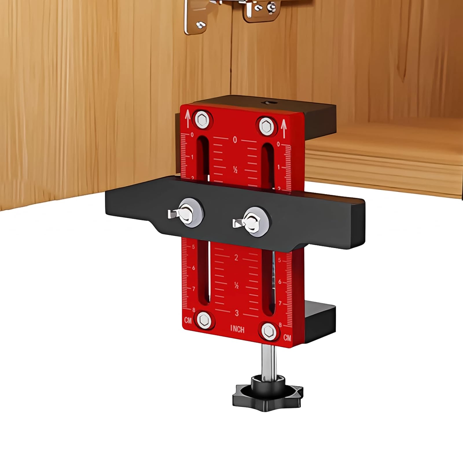 Cabinet Door Positioning Jig, Adjustable Cabinet Door Installation Positioner Aluminum Alloy Cabinet Hardware Jig Cabinet Door Mount Locator for Woodworking (1)