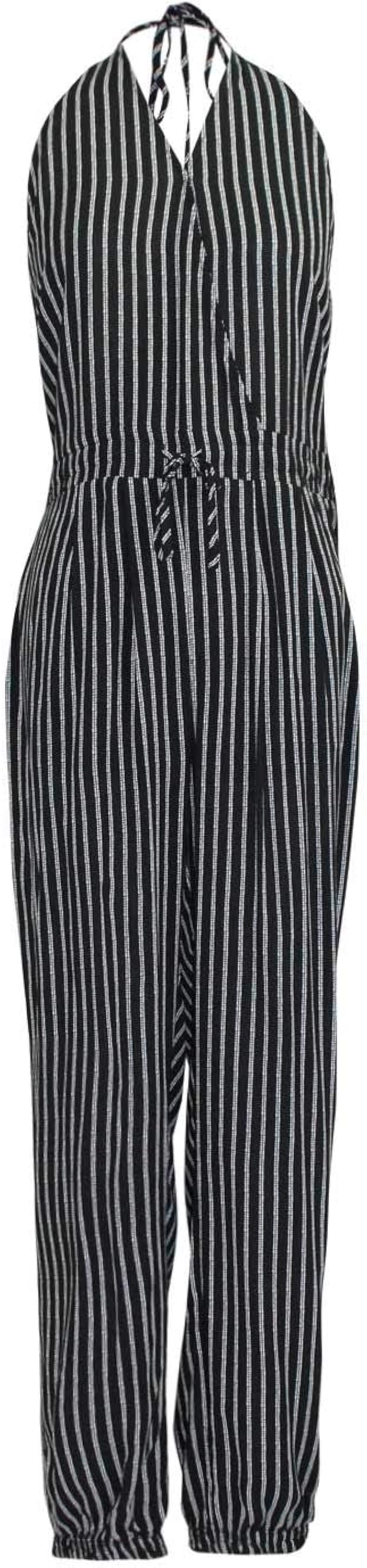 monochrome stripe jumpsuit