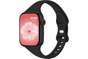 CREFORT Slim Band Compatible with Apple Watch Bands 38mm 40mm 41mm 42mm 44mm 45mm 49mm for Women Men,Soft Thin Narrow Silicon