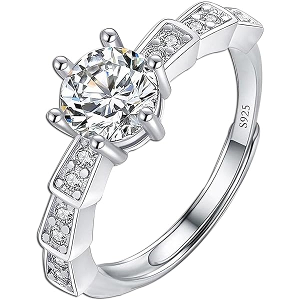 ALLORYA Anillo De Compromiso Solitario Con Moissanita De Princesa O Diamante De 2.00 Quilates Cultivado En Laboratorio Para Mujer En Plata De Ley 925, Plata De Ley Diamante Cultivado En Laboratorio