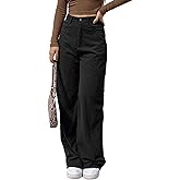 EMMIOL Corduroy Wide Leg Pants Women Casual Winter 2025 Elastic Waist Vintage Loose Trousers with Pockets