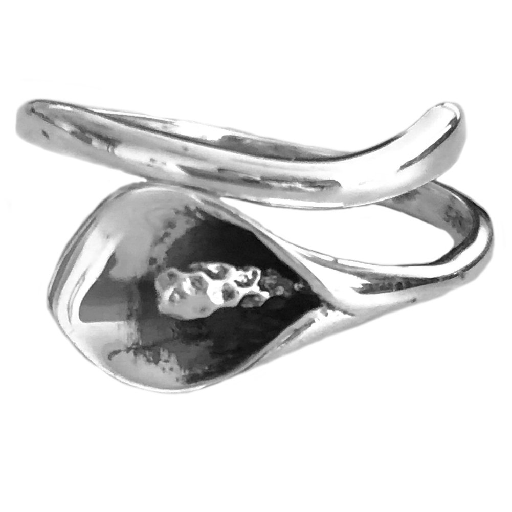 Helen de Lete Vintage 3D Calla Flower Sterling Silver Open Ring