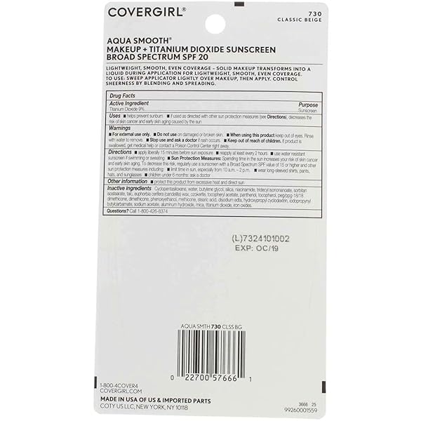 COVERGIRL AQUASMOOTH SPF 20 COMPACT FOUNDATION, 730 CLASSIC BEIGE, 0.4 OUNCE