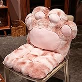 JIAHG Plush Bear Paw Chair Cushion Thicken Stuffed Lumbar Pad Cartoon Dining Chair Pads with Ties Non-Slip Seat Pad Back Support Cushion Throw Pillow for Car Seat Home Office Sofa Patio Rocking Chair