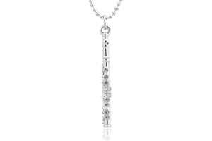 Spinningdaisy Silver Plated Woodwinds Musical Instrument Necklace (Flute Silver)