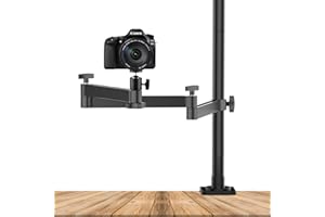 JUSMO ULANZI Camera Desk Mount Stand with Flexible Arm, Overhead Mount, Articulated Arm with 360° Rotatable Ball Head, Aluminum Desk Mounting Stand for Ring Light/DSLR Camera/Webcam/Panel Light