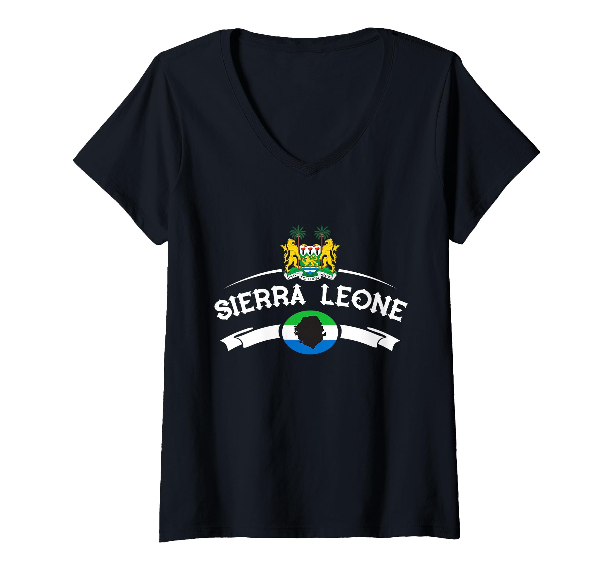 Womens Sierra Leone Shirt For Sierra Leonean Men, Women, and Kids V-Neck T-Shirt