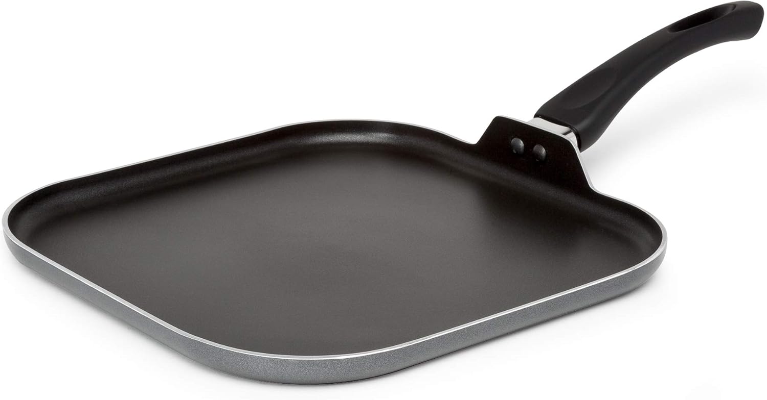 Ecolution Elements Griddle Pan Dishwasher Safe, Scratch Resistant, With Easy Food Release Interior, Even Heating Base, 11 Inch, Grey