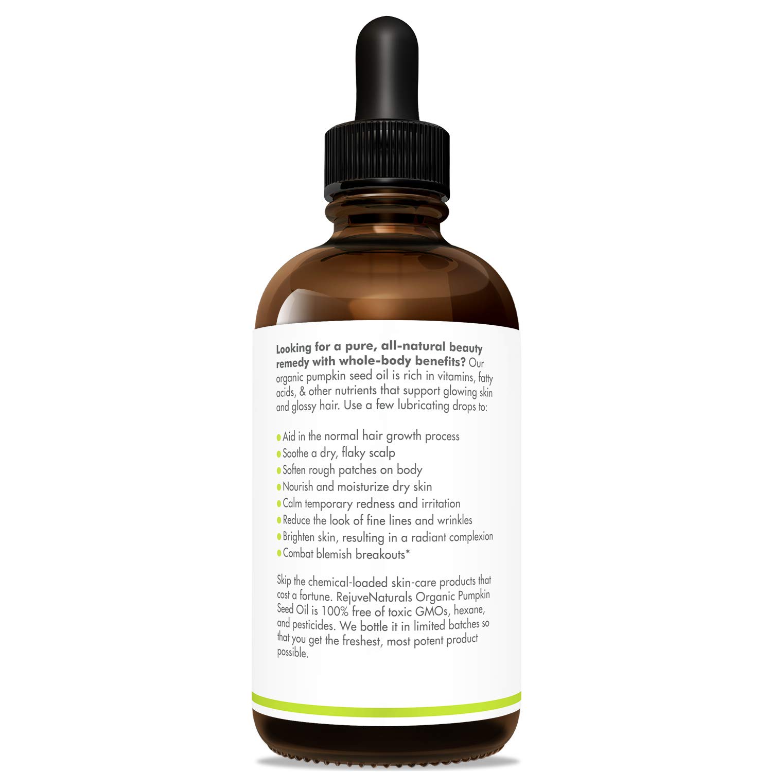 Organic Pumpkin Seed Oil (LARGE 4-OZ Bottle) USDA Certified Organic, 100% Pure, Cold Pressed. Boost Hair Growth for Eyelashes, Eyebrows & Hair. Overactive Bladder Control for Men & Women. Moisturizer: Beauty