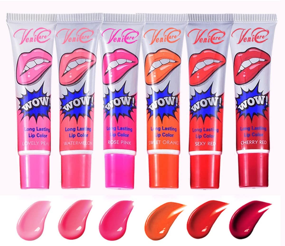 VeniCare Lip Stain Lip Gloss 6 Colors Tattoo Magic Color Peel Off Mask Tint Long Lasting Waterproof