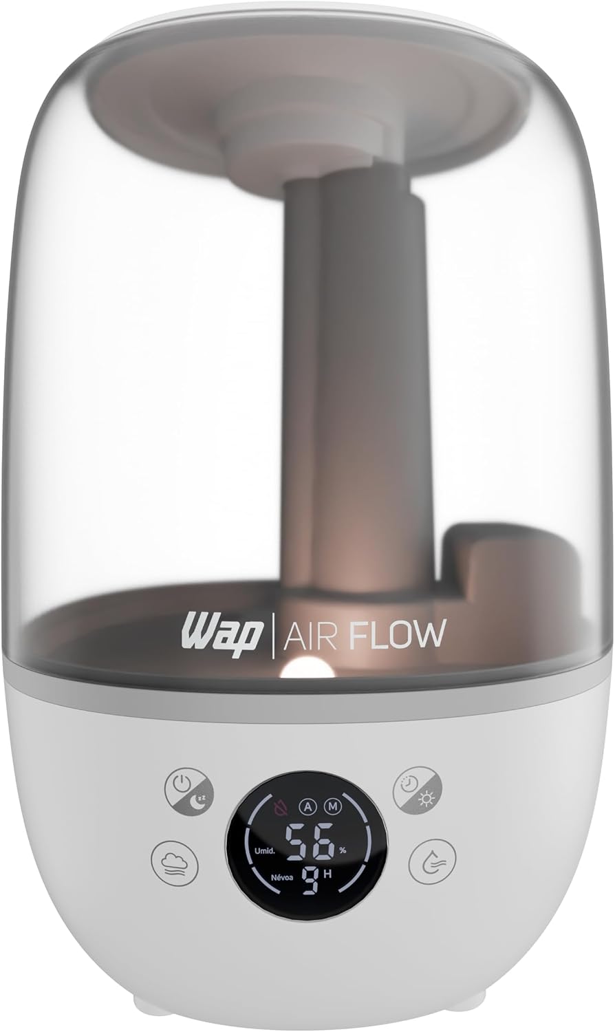 WAP Umidificador de Ar WAP AIR FLOW DIGITAL 3 em 1 Silencioso 23h de Autonomia 3 Níveis de Névoa Reservatório Para Essência