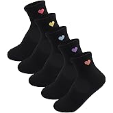 SailingTailor 5 Pairs Solid Color Heart Socks Casual Above-ankle Crew Socks for women, Packaged with Present Box