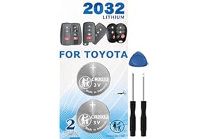 KKNCO Key Fob Battery Replacement for Toyota RAV4 Camry Corolla Highlander Prius Sienna Tacoma Tundra 4Runner Avalon CHR Sequioa Supra GR86 (Check Fitment Guide) 2 Packs CR2032 Batteries