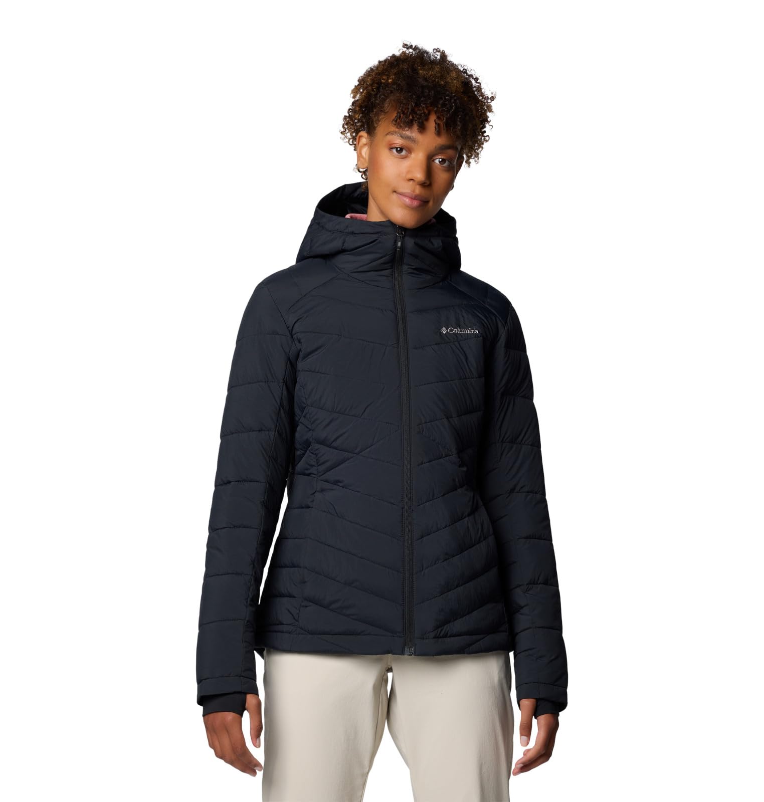 Columbia Womens Joy Peak II Hooded Jacket, Black, X-Small