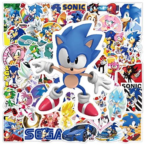 50 Adesivi Sonic Impermeabili | Per Laptop, Skate, Biciclette, Decorazione Creativa
