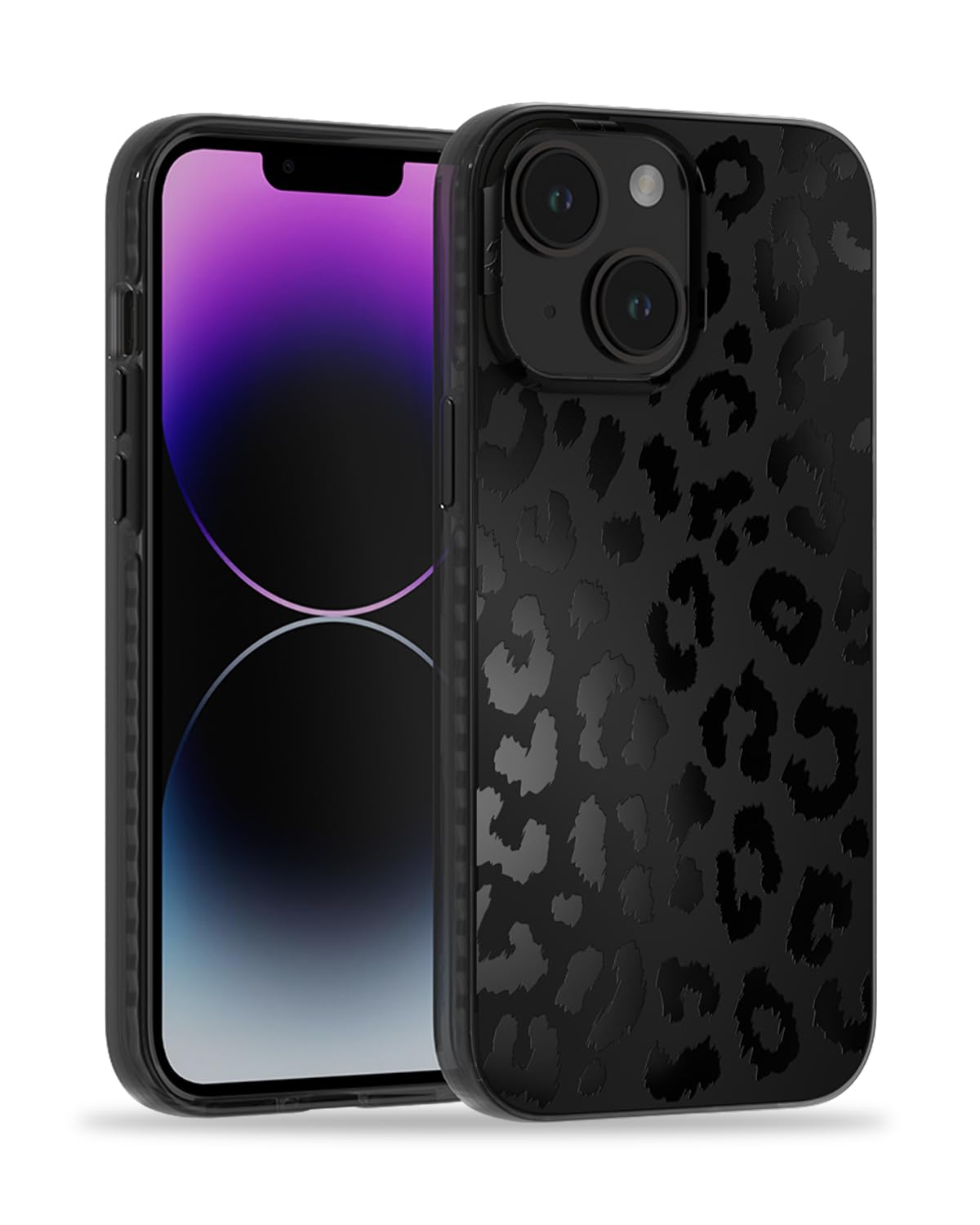 SCORPIFY for iPhone 14 Case [Compatible with MagSafe] with Matte Black Leopard Cheetah Print Design, Cute Magnetic Phone Cover for Women Girls and Men, Slim Bumper with Stylish Pattern — image 1