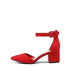 DREAM PAIRS ANNEE Pointed Toe Low Chunky Heels Pump