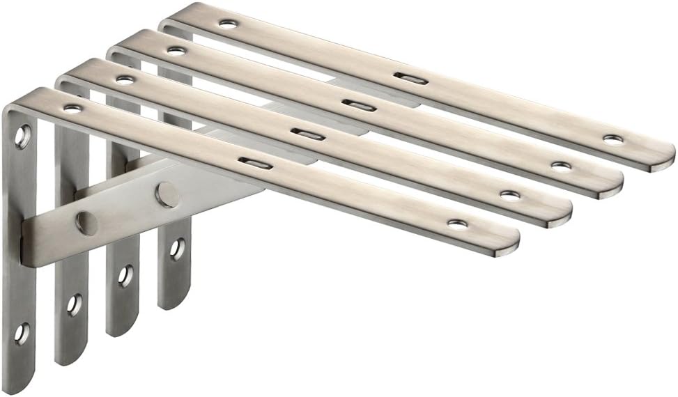 Mellewell 4 PCS 90 Degree Stainless Steel L Shaped Triangle Shelf Bracket Corner Brace Support Fastener Wall Hanging, 6 x 4 Inch, CB8021A-4